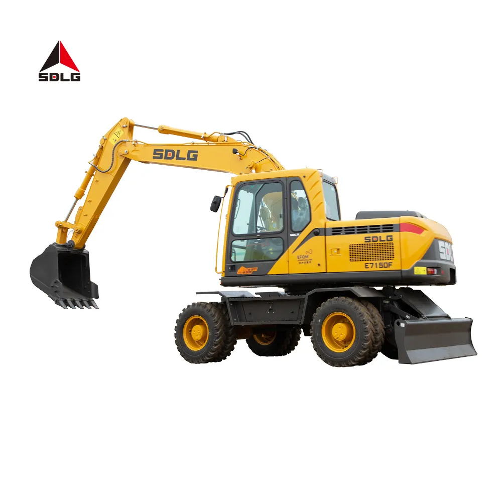SDLG E7150F 15 T Wheel Bagger Digger Hydraulic Big Tires 15 Ton Wheeled Excavators for Sale China Customized Building 4038ml
