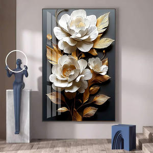 Moderno Dipinto Astratto in Cristallo e Porcellana con Decorazione Floreale per <span class=keywords><strong>Soggiorno</strong></span> e Corridoio, <span class=keywords><strong>Design</strong></span> Stampato su Base di Carta - Product Image 1