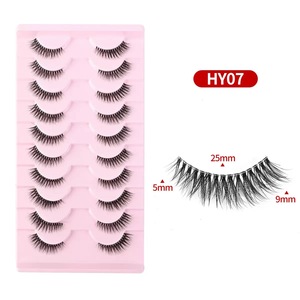 Fait à la main <span class=keywords><strong>6D</strong></span> demi naturel oeil de renard soie oeil de chat <span class=keywords><strong>Cils</strong></span> moelleux vaporeux D Curl Volume pleine bande <span class=keywords><strong>cils</strong></span> Pestanas Postizas - Product Image 5