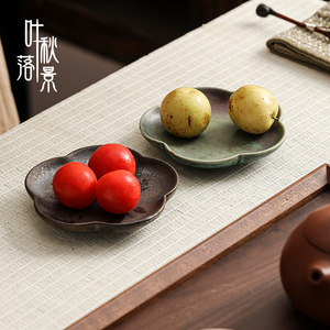 Assiette à dessert en céramique en forme de fleur, petite assiette à fruits cuites au four pour le thé, origine Dehua - Product Image 2