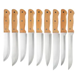 9 pièces ensemble de couteaux de boucher <span class=keywords><strong>en</strong></span> acier inoxydable hachoir dépouillement désossage couteaux d'abattage cuisine coupe <span class=keywords><strong>couteau</strong></span> à viande <span class=keywords><strong>Kit</strong></span> avec manche <span class=keywords><strong>en</strong></span> bois - Product Image 1