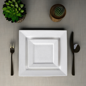 Vaisselle en mélamine <span class=keywords><strong>blanche</strong></span> de haute qualité en gros, ensembles de vaisselle jetables pour fêtes, kits de vaisselle <span class=keywords><strong>carrée</strong></span> en céramique, plat de service pour hôtel - Product Image 3