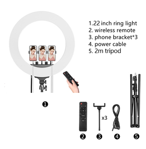 Đèn Vòng Tròn Chụp Ảnh Lớn 55Cm Đèn Vòng 22Inch Với Giá Đỡ Ba Chân Giá Đỡ Điện Thoại Từ Xa Tráng Gương Đèn Vòng Chụp Ảnh - Product Image 6