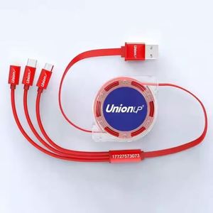 Câble de charge USB rétractable universel 3 en 1 personnalisé avec logo - Product Image 3
