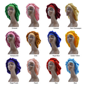 <span class=keywords><strong>Bonnet</strong></span> de nuit en satin uni de couleur unie avec logo personnalisé, 12 couleurs en stock, <span class=keywords><strong>bonnet</strong></span> de nuit élastique pour cheveux, <span class=keywords><strong>bonnet</strong></span> de nuit monocouche - Product Image 4