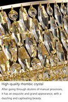 Lustre en cristal doré pour salon, cuisine, îlot, villa, lampe suspendue LED de luxe, éclairage décoratif suspendu personnalisé pour salle à manger