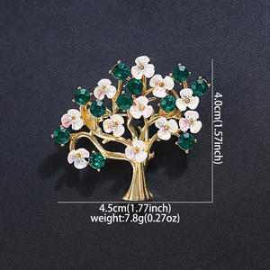 เข็มกลัดรูปต้นไม้ดอกไม้สีเขียว Weiman Plant หรูหราสำหรับผู้หญิง แฟชั่นประดับคริสตัลและเพชรเทียม ชุบทอง ผลิตจากโลหะผสม ออกแบบโดยดีไซเนอร์ สามารถสั่งทำได้ - Product Image 6