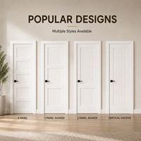 Porte intérieure moderne à 4 panneaux, peinte en blanc crème, style Shaker, panneaux horizontaux encastrés, finition mate lisse, taille personnalisée