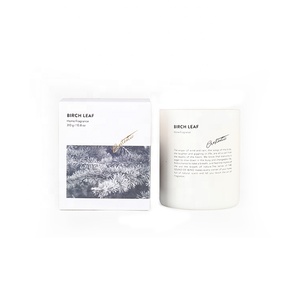 M &amp; sentido sonido del viento de 8*9,5 cm hoja de abedul de vidrio de lujo personalizado hecho a mano <span class=keywords><strong>vela</strong></span> de soja - Product Image 1