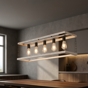 Lustre moderne E26 |   Lampe suspendue carrée noire en fer pour salle à manger, taille moyenne, garantie de 2 ans, installation facile - Product Image 3