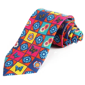 Dacheng-Corbata de seda con estampado Floral para hombre, corbata con estampado de dibujos animados