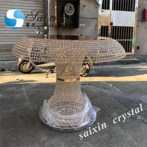 Splendido Tavolo per Torte in <span class=keywords><strong>Cristallo</strong></span> Illuminato da 1,2m, Colore Oro - Product Image 1