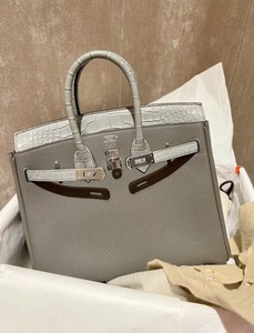 Grey Togo PU Genuine Casual <b>Tote</b> <b>Bag</b> with <b>Zipper</b> Closure Animal Print Women's Polyester Lining Shoulder Strap - Product Image 5
