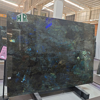 Dalle de granit Labradorite Labrador émeraude bleu foncé translucide de haute qualité pour décoration murale de bar d'îlot de cuisine prix inférieurs