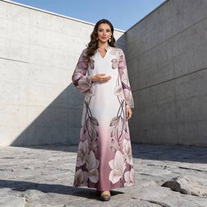 Robe Abaya élégante en polyester imprimé de haute qualité, sur mesure pour les occasions spéciales, pour femmes musulmanes, fabricant en gros - Product Image 2