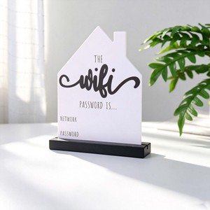 Custom <b>Wooden</b> WiFi Password <b>Sign</b> House Shape Display Board with Pen, Hotel Cafe Restaurant Airbnb Tabletop Signage Wholesale - Product Image 4