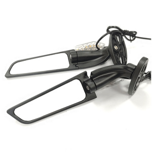 CNC Aluminum Alloy Motorcycle <b>Mirror</b> With LED Light Black Pair For Retrofit Upgrade <b>Square</b> Type - Product Image 3