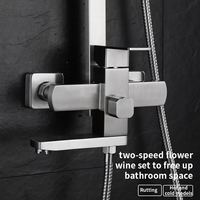 Ensemble de douche portable en acier inoxydable 304 nickel brossé pour salle de bain, avec douchette relevable et 3 fonctions : pluie, jet doux et jet puissant