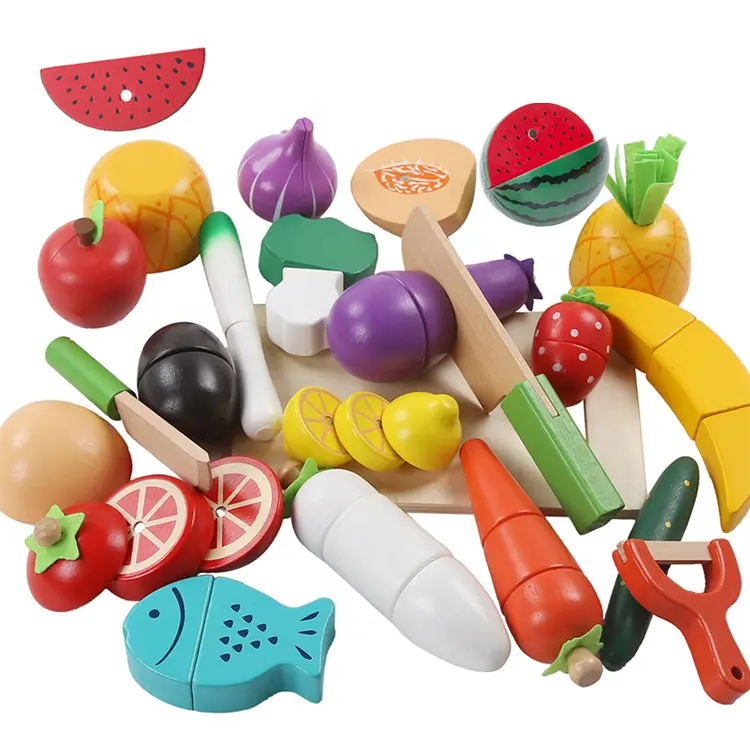 Кухня Магнитная фрукты овощи резка игрушка деревянный Нарезки Пищевых продуктов, Набор детских игрушек