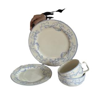 ชุดโบว์สีฟ้าอ่อนแบบย้อนยุคจานใส่อาหารเช้าสไตล์กลางทำจากเซรามิกจานขนมหวานและจานเค้กขายส่ง - Product Image 5