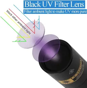 Portable 3W 365nm UV LED Flashlight With Black Filter Mini USB Rechargeable Black Light For Pet Skin Ringworm Detector