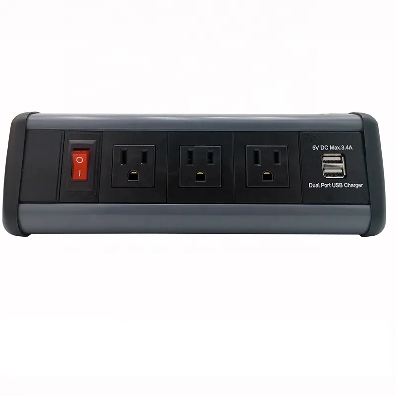 3 Outlet Clamp Conference Table Power Strip Usb For Desk