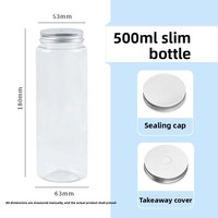 Best verkochte 500ml cilindervormige plastic pot, BPA-vrij, voor fruitsap en water, met aangepast logo