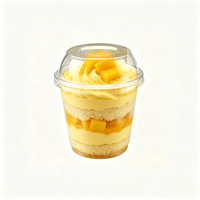 Boîte à dessert en plastique PET ronde personnalisée, recyclable, sans BPA, de qualité alimentaire, robuste, avec joint hermétique, pour tiramisu, gâteau, dessert, emballage alimentaire