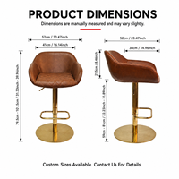 Fournisseur de chaises DM, tabouret de bar personnalisé en similicuir avec dossier et accoudoirs, siège pivotant réglable pour comptoir de cuisine et bar à domicile