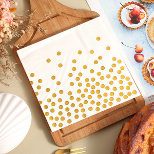 White Paper Napkins With Gold Foil Polka Dots 330mm Disposable For Birthday Parties And Celebrations - Product Image 2