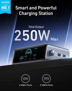 สถานีชาร์จ Anker Prime 250W GaN C, ชาร์จเร็วพิเศษ 6 พอร์ต, หน้าจอ LCD ขนาด 2.26 นิ้ว และปุ่มควบคุมอัจฉริยะ A2345 250W Prime - Product Image 2