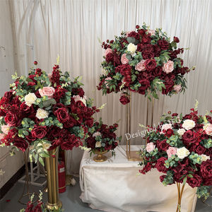 زهور اصطناعية رائجة البيع من IFG 2026، ورود خضراء وحمراء داكنة، زهور الهيدرانجيا لتزيين طاولات حفلات الزفاف - Product Image 2