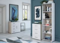 Bibliothèque d'angle moderne en bois de luxe avec cinq étagères réglables pour salon, appartement, bureau à domicile