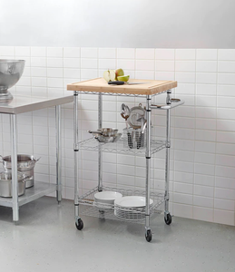 3 Tier <b>Kitchen</b> Trolley Cart with Handle and Galvanized Foot Frame, Mobile <b>Kitchen</b> Storage Organizer Shelf with Wheels - Product Image 5