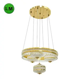 Sıcak satış ürünleri toptan basit asılı dekoratif altın daire Modern lüks Led tavan avize canlı oda lamba