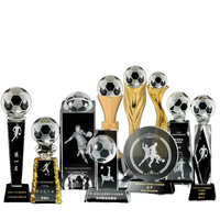 Trofeo de fútbol de cristal personalizado, trofeo deportivo de metal.
