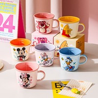 Mug en céramique mignon avec échelle graduée, motif dessin animé Mickey Stitch, tasse à lait doseuse, tasse à café et eau pour le petit-déjeuner au bureau, mug cadeau en boîte colorée