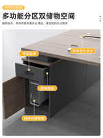 Bureau exécutif intelligent moderne Table de patron en forme de L pour le bureau Table d'ordinateur en bois extensible Panneau en bois Style bois pour le directeur général