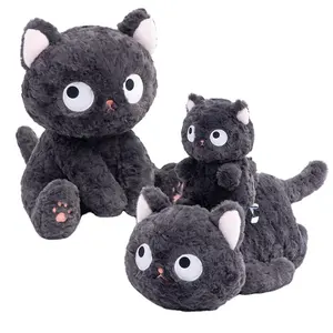 AIFEI JUGUETE venta al por mayor Nuevo Gato Negro Peluche Lindo Muñeca Cama Almohada apaciguar Dormir Regalo de Cumpleaños