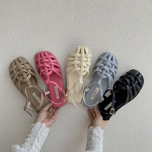 Sandalias Planas de Estilo Francés con Punta Cerrada y Tiras Tejidas, Hebilla, Parte Superior de Cuero Genuino, Suela de EVA Transpirable, Zapatos Romanos, Verano 2026 - Product Image 2