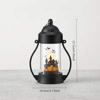 Lanterne Citrouille d'Halloween Direct Usine, Forme Cylindrique à Double Anse avec Bougie LED Sans Flamme pour Décoration de Fête de Maison Hantée