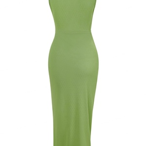 Nuevo Vestido Ajustado para Mujer, Cuello en V Profundo, Sin Mangas, Diseño Elegante, Estilo Sexy con Lazos en la Cadera, Cordón Ajustable, Liso, Teñido - Product Image 6