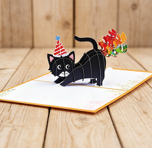 <span class=keywords><strong>Carte</strong></span> de vœux pop-up 3D chat fait main en gros avec confettis et motif fumigène, taille et logo personnalisables, <span class=keywords><strong>carte</strong></span> en papier avec enveloppe pour anniversaire - Product Image 1