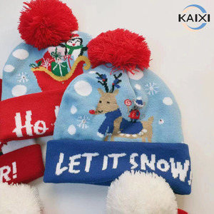 Chapeau en tricot de fête de noël festif coloré petites boules dessin animé <span class=keywords><strong>famille</strong></span> correspondant bonnet pour sport tenue décontracté - Product Image 3