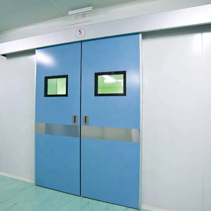 Автоматическая алюминиевая рама GMP герметичная раздвижная стальная дверь с бесконтактным датчиком ног внутренняя раздвижная дверь больницы