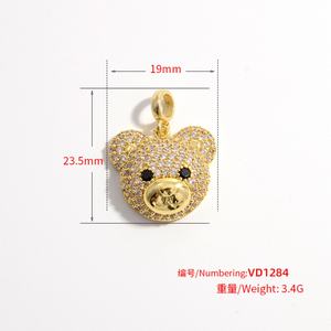 Colgante de Cabeza de Oso de Peluche con Diamantes de Colores para Mujer, Estilo Instagram, Accesorios de Joyería DIY - Product Image 2