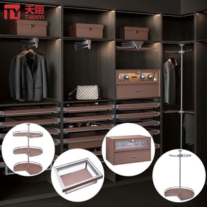 TIANYI Organisateur de dressing exécutif en acier avec porte-foulards et cravates rotatifs, remontoir de montres et plateaux de rangement modulaires - Product Image 1