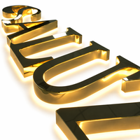 Enseigne lumineuse LED personnalisée en acier inoxydable poli miroir doré, certifiée CE SGS ROHS, pour logo d'entreprise intérieur/extérieur