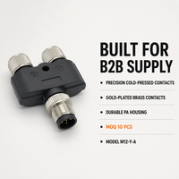 Leaka IP67 M12 Y Splitter Un Mâle Deux Femelle Connecteur Étanche 3 4 5 Broches Bornes Circulaires Longueur Personnalisée 5A Métal Plastique