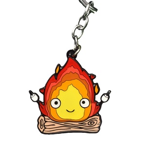 Nouveau porte-clés tendance en émail motif dessin animé, pendentif démon de feu, porte-clés en métal, breloques pour sac à dos à thème Château Ambulant Anime - Product Image 2